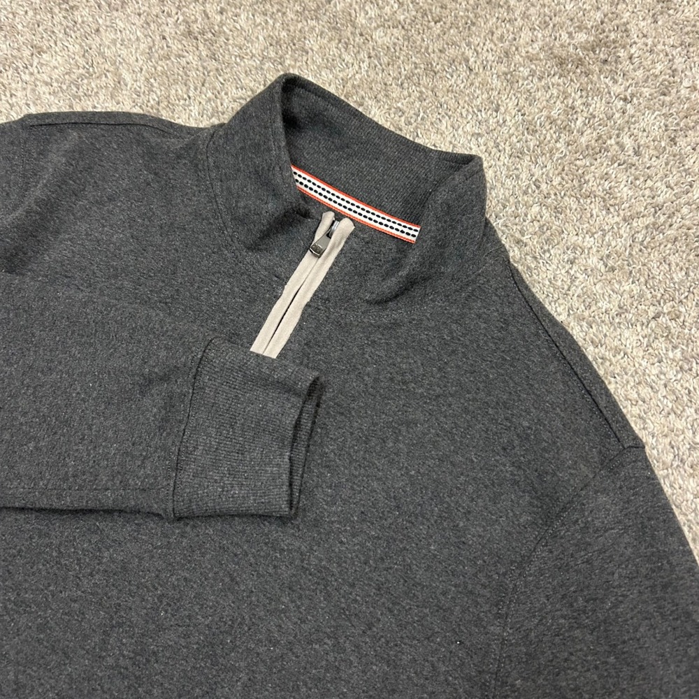 The Normal Brand Quarter Zip Pullover Medium Grey Cotton Blend Mock Neck 1/4 Zip